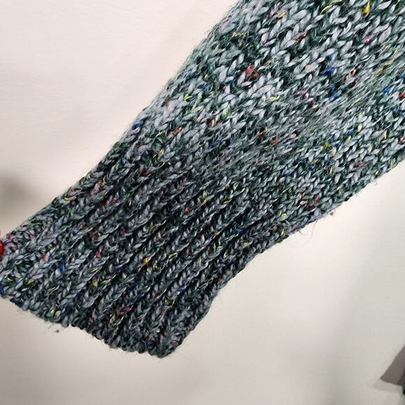 LOFT Women's Cardigan Sweater Long Sleeve Open Front Knit Large Green Multicolor - Picture 4 of 9